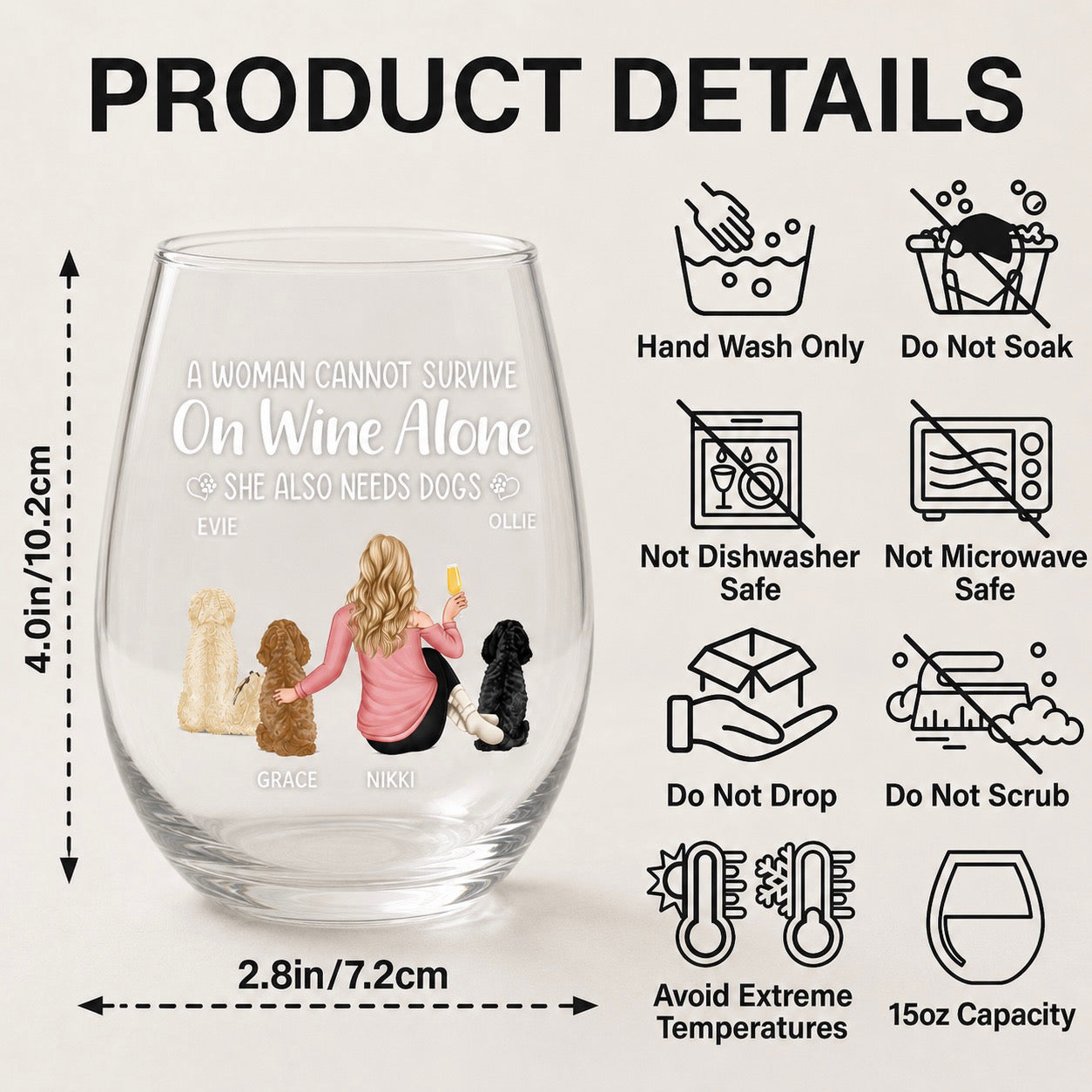 Personalised Tumbler – Cannot Survive on Wine Alone, Style B