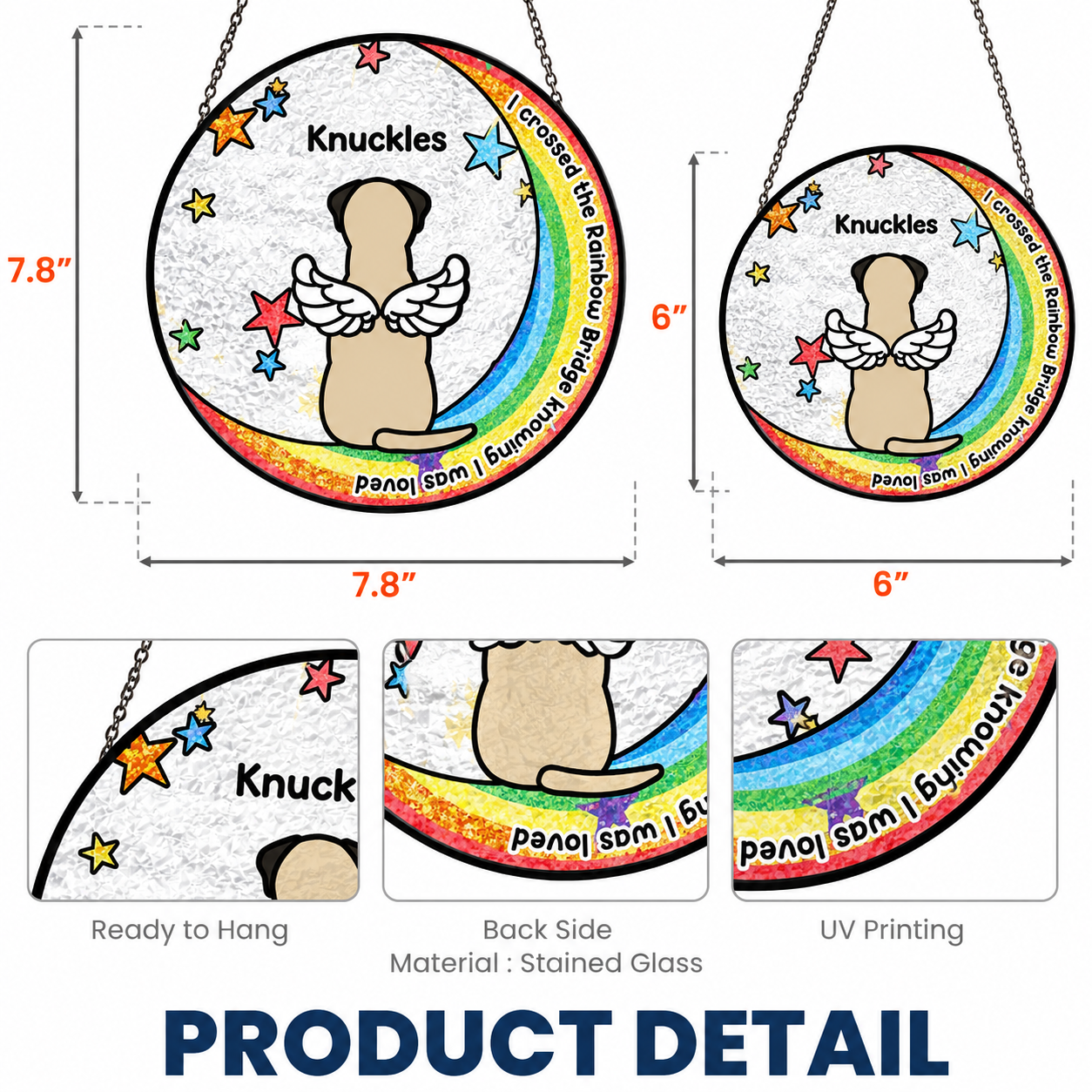 Personalised Stained Glass Suncatcher – I Crossed the Rainbow Bridge