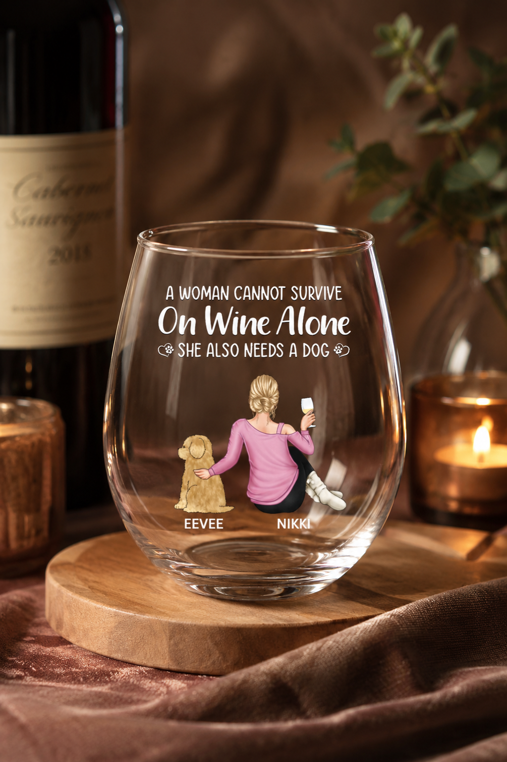 Personalised Tumbler – Cannot Survive on Wine Alone, Style B